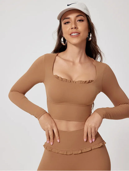 Wavy Cute Ruffle Long Sleeve Top