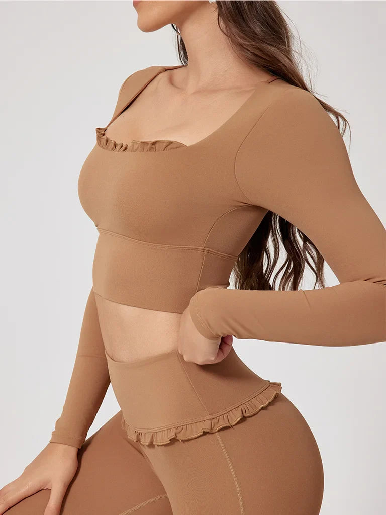 Wavy Cute Ruffle Long Sleeve Top