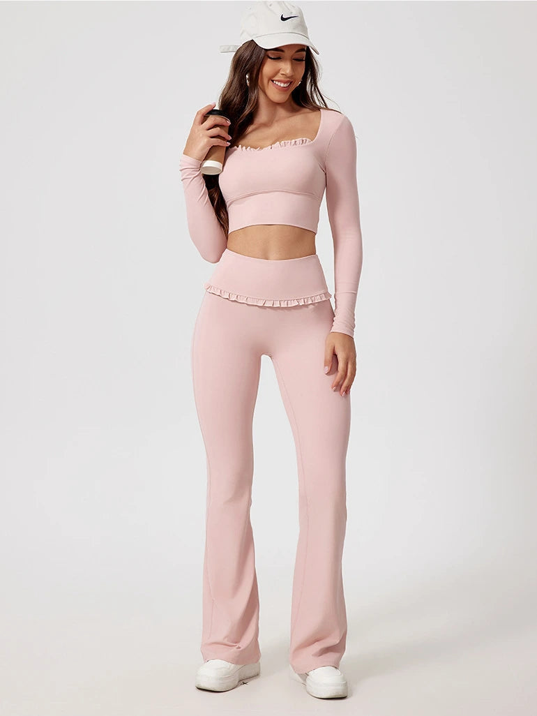 Wavy Cute Ruffle Flared Leggings