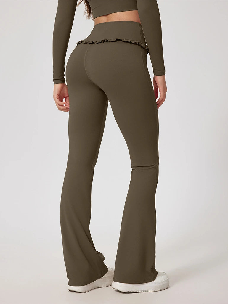 Wavy Cute Ruffle Flared Leggings