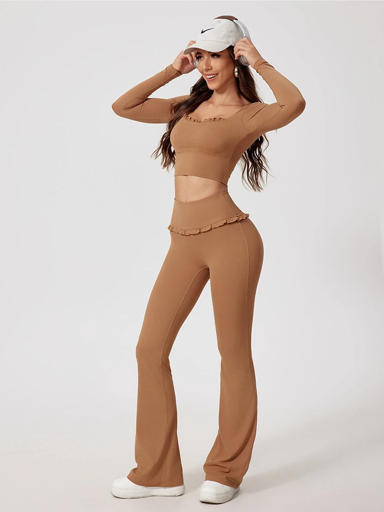 Wavy Cute Ruffle Long Sleeve Top