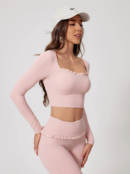 Wavy Cute Ruffle Long Sleeve Top