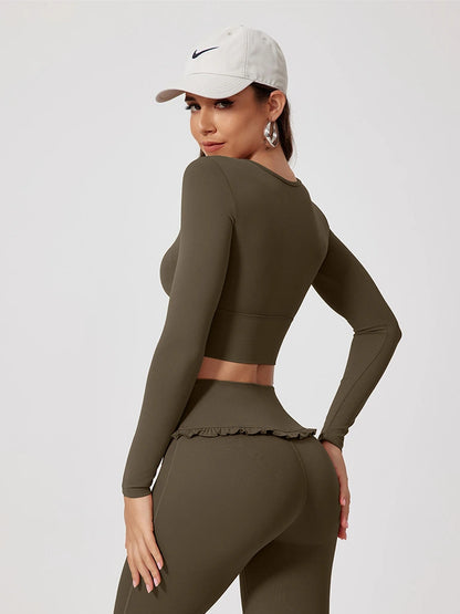 Wavy Cute Ruffle Long Sleeve Top