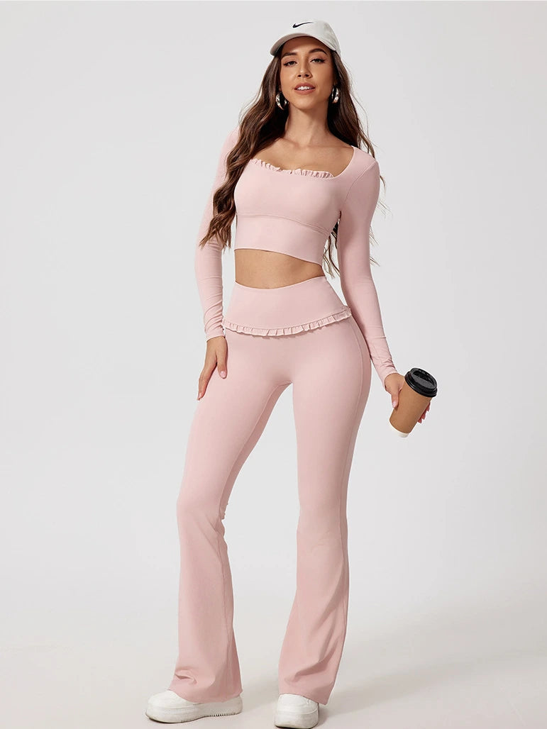Wavy Cute Ruffle Long Sleeve Top
