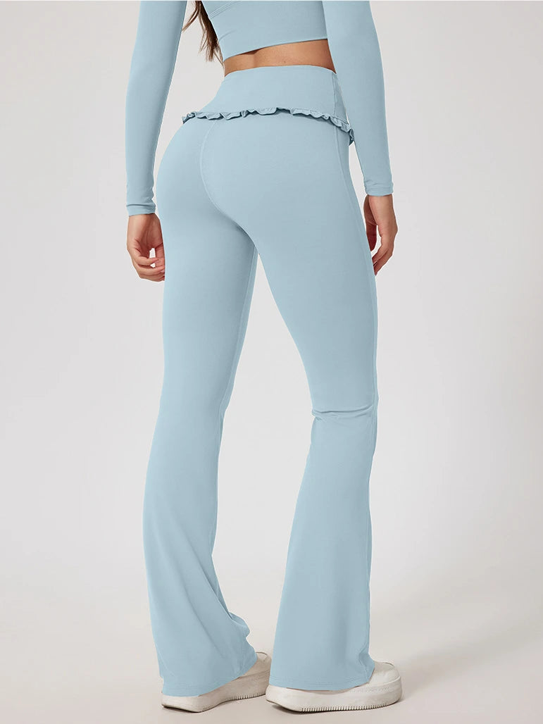 Wavy Cute Ruffle Flared Leggings