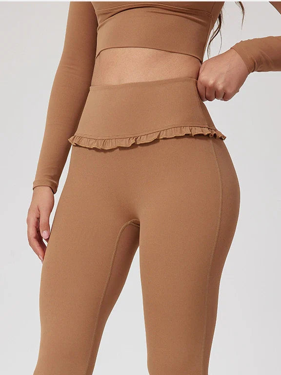 Wavy Cute Ruffle Flared Leggings