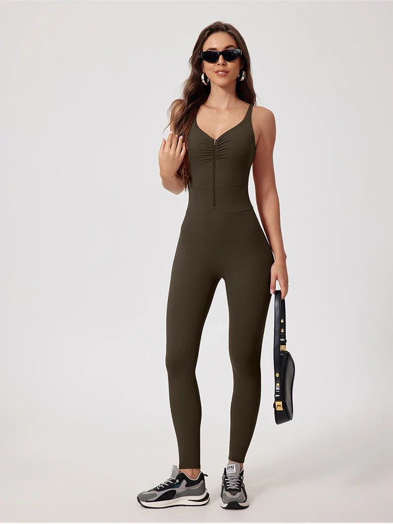 Wavy Curve Zip Suit