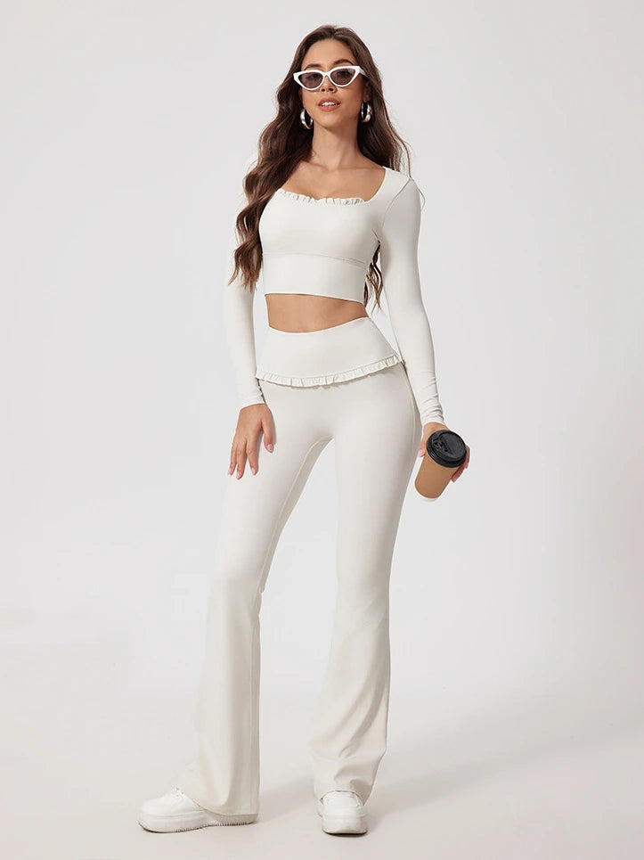 Wavy Cute Ruffle Flared Leggings