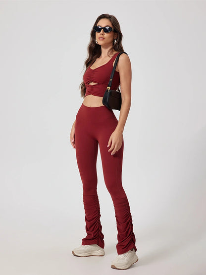 Wavy Stretch Flared Leggings