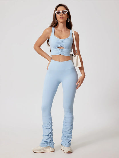 Wavy Stretch Flared Leggings
