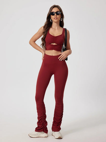 Wavy Stretch Flared Leggings