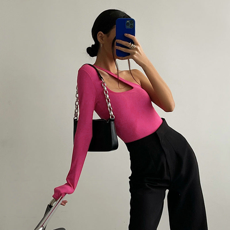 Asymmetric Hollow Out Slim Bodysuit