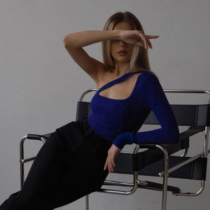 Asymmetric Hollow Out Slim Bodysuit