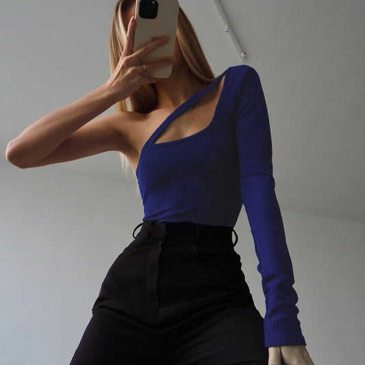 Asymmetric Hollow Out Slim Bodysuit