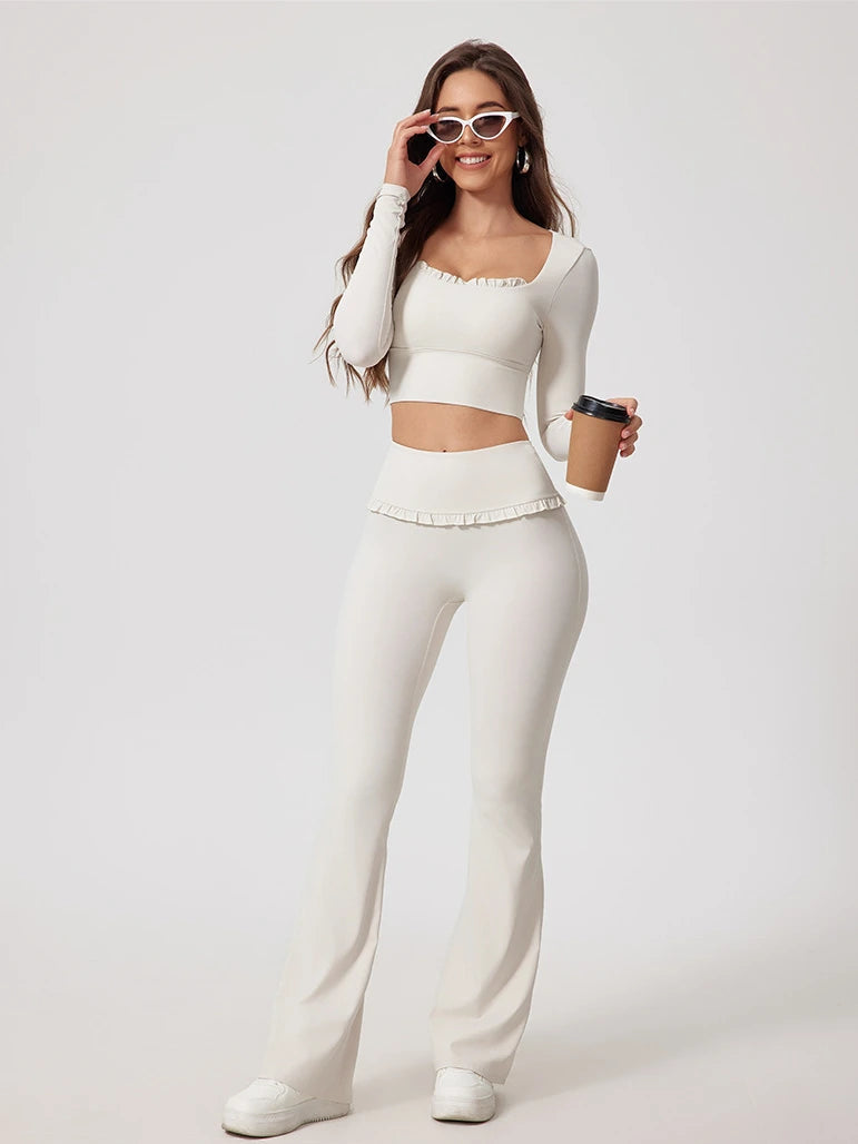 Wavy Cute Ruffle Long Sleeve Top
