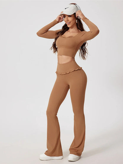 Wavy Cute Ruffle Flared Leggings