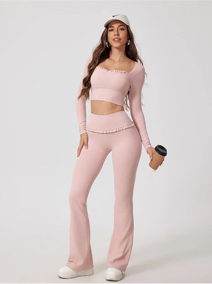 Wavy Cute Ruffle Flared Leggings