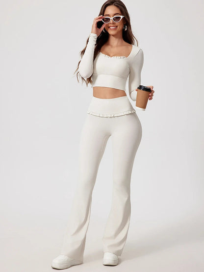 Wavy Cute Ruffle Flared Leggings
