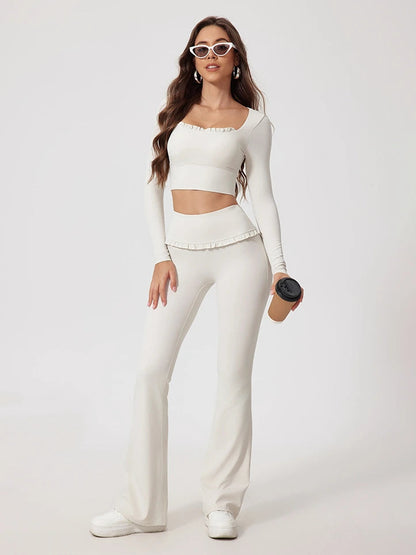 Wavy Cute Ruffle Flared Leggings