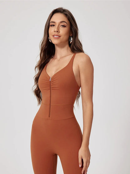 Wavy Curve Zip Suit